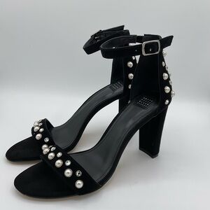 White House Black Market “Mylah Pearl” Suede Heels~8~Black~NEW!